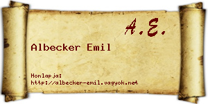 Albecker Emil névjegykártya